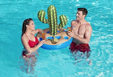 בר מתנפח צף על המים BESTWAY בעיצוב קקטוס צבעוני, כולל 2 תאי אחסון ו-6 מחזיקי כוסות ופחיות, דגם 43244 בר מתנפח צף על המים BESTWAY בעיצוב קקטוס צבעוני, כולל 2 תאי אחסון ו-6 מחזיקי כוסות ופחיות, דגם 43244