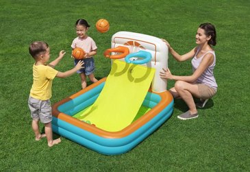 בריכה מתנפחת BESTWAY הכוללת משחקי כדור (כדורגל/כדורסל/בריכת כדורים), דגם 52728 בריכה מתנפחת BESTWAY הכוללת משחקי כדור (כדורגל/כדורסל/בריכת כדורים), דגם 52728