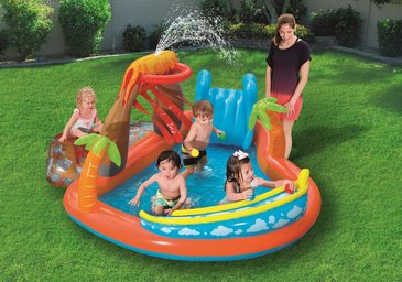 בריכת פעילות BESTWAY, בעיצוב הר געש הכולל מתז מים, כדורים וטבעת מתנפחות, דגם 53069 בריכת פעילות BESTWAY, בעיצוב הר געש הכולל מתז מים, כדורים וטבעת מתנפחות, דגם 53069