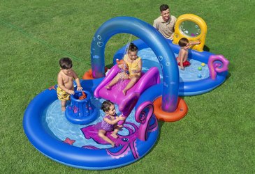 בריכת פעילות BESTWAY בעיצוב אוקיינוס קסום, הכוללת מגלשה, קשת עם מתז מים, בריכת שכשוך גדולה, מתנפחים ומשחקי כדור, דגם 53167 בריכת פעילות BESTWAY בעיצוב אוקיינוס קסום, הכוללת מגלשה, קשת עם מתז מים, בריכת שכשוך גדולה, מתנפחים ומשחקי כדור, דגם 53167