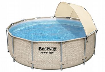 ערכת יצרן בריכת BESTWAY עמודים עגולה דמוי ראטן עם צלון פינתי, קוטר 396 עומק 107, דגם 5614V כולל משאבת פילטר 530 גלון+כיסוי+סולם ערכת יצרן בריכת BESTWAY עמודים עגולה דמוי ראטן עם צלון פינתי, קוטר 396 עומק 107, דגם 5614V כולל משאבת פילטר 530 גלון+כיסוי+סולם