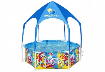 בריכת עמודים עגולה כולל גגון בקוטר 183 עומק 51 BESTWAY, דגם 5618T (בריכה בלבד - ללא אביזרים) בריכת עמודים עגולה כולל גגון בקוטר 183 עומק 51 BESTWAY, דגם 5618T (בריכה בלבד - ללא אביזרים)