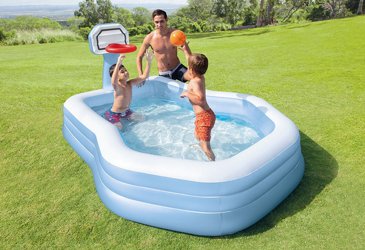 בריכת פעילות INTEX הכוללת חישוק כדורסל מובנה וכדור מתנפח, דגם 57183 בריכת פעילות INTEX הכוללת חישוק כדורסל מובנה וכדור מתנפח, דגם 57183