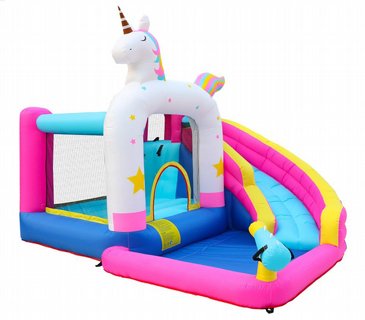 פארק מים בעיצוב חד קרן, הכולל מתקן קפיצות+קיר טיפוס+מגלשה+שיכשוכית, דגם 63103 DOCTOR DOLPHIN פארק מים בעיצוב חד קרן, הכולל מתקן קפיצות+קיר טיפוס+מגלשה+שיכשוכית, דגם 63103 DOCTOR DOLPHIN